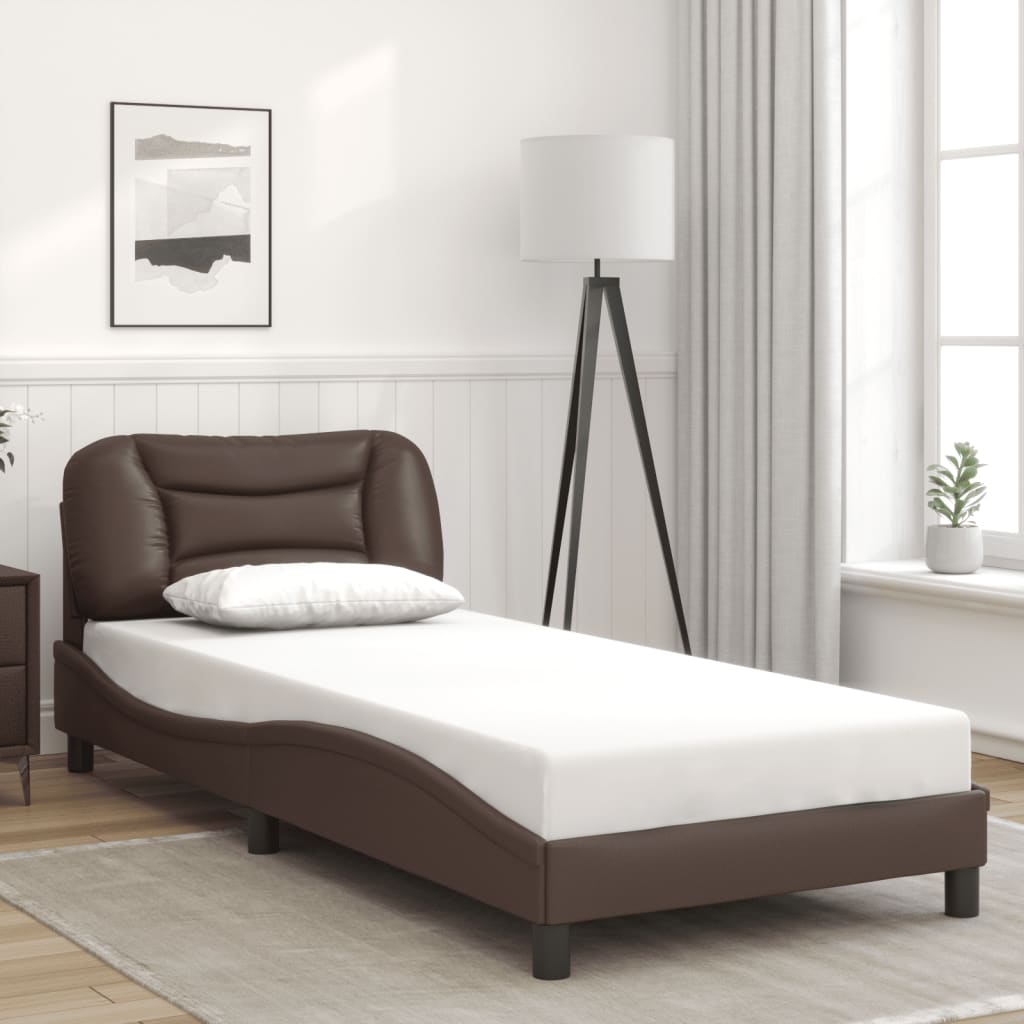 vidaXL Okvir kreveta s LED svjetlima smeđi 80 x 200 cm od umjetne kože