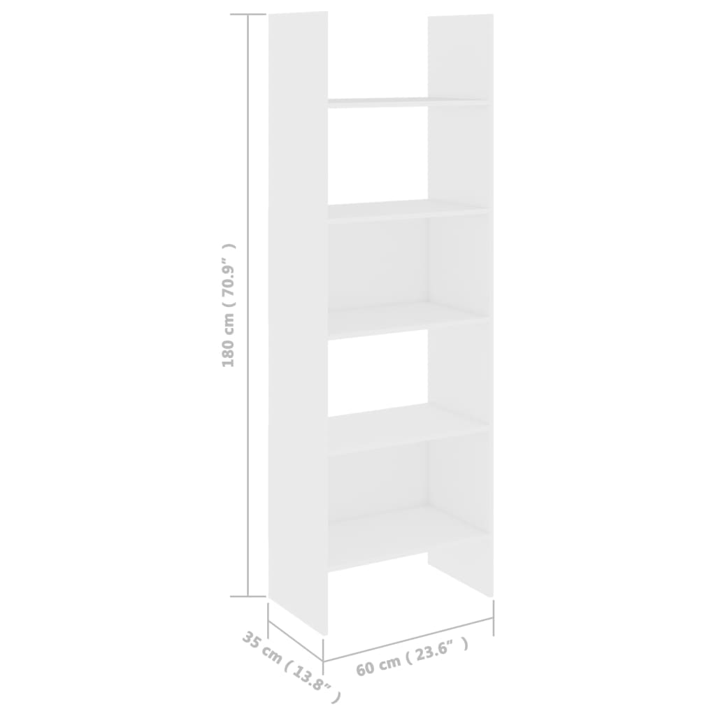 vidaXL Ormarić za knjige bijeli 60 x 35 x 180 cm od konstruiranog drva