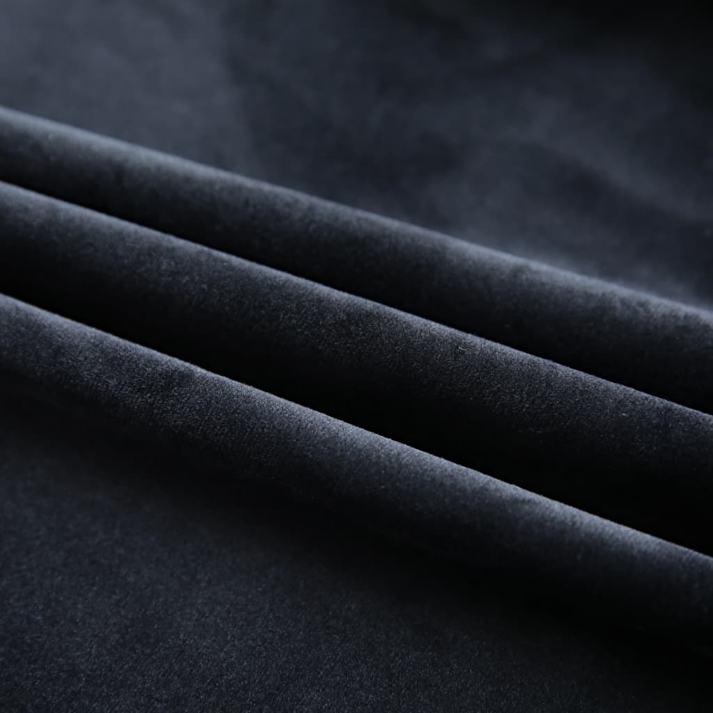 vidaXL Zavjesa za zamračivanje s kukama baršunasta crna 290 x 245 cm