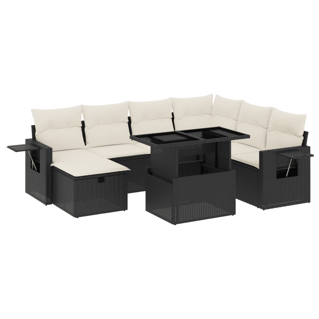 vidaXL 8-dijelni set vrtnih sofa od poliratana s jastucima crni