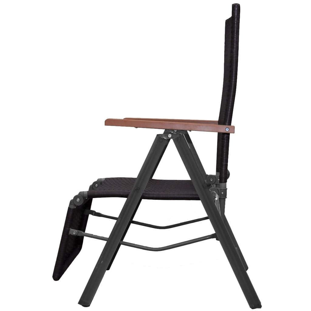 vidaXL Podesiva vrtna stolica poliratan smeđa