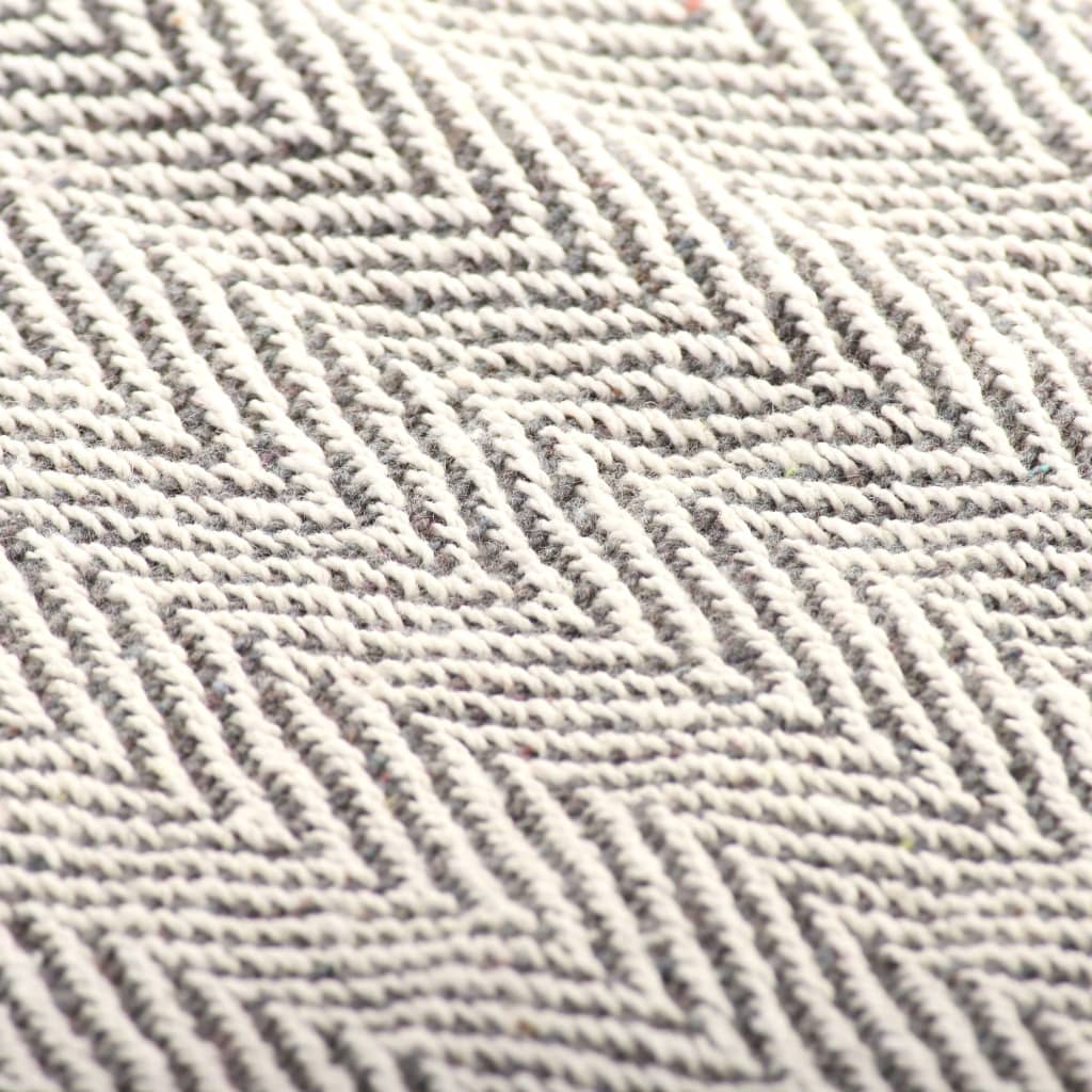 vidaXL Pamučni pokrivač s uzorkom riblje kosti 125 x 150 cm sivi