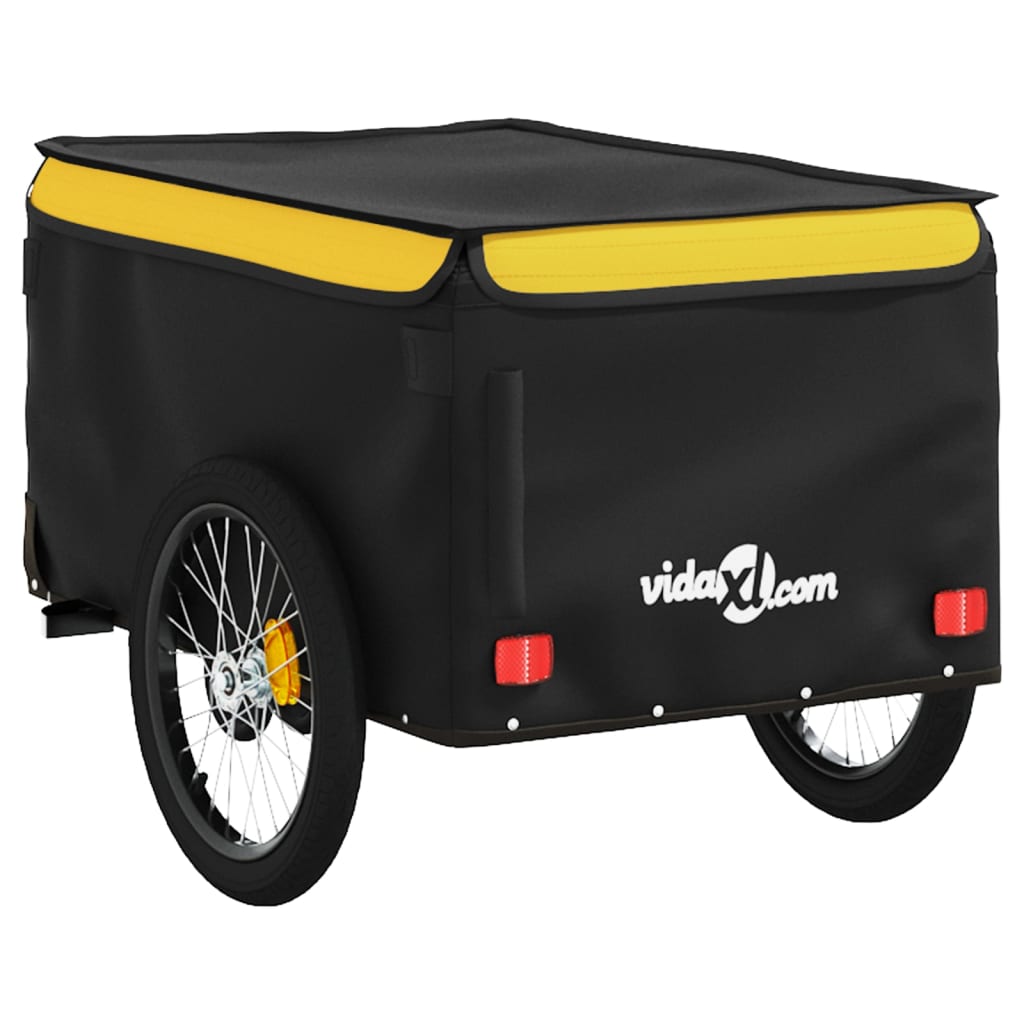 vidaXL Prikolica za bicikl crno-žuta 30 kg željezna