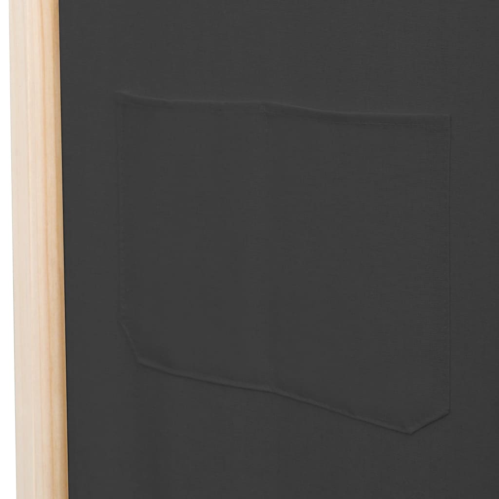 vidaXL Sobna pregrada s 5 panela od tkanine 200 x 170 x 4 cm siva