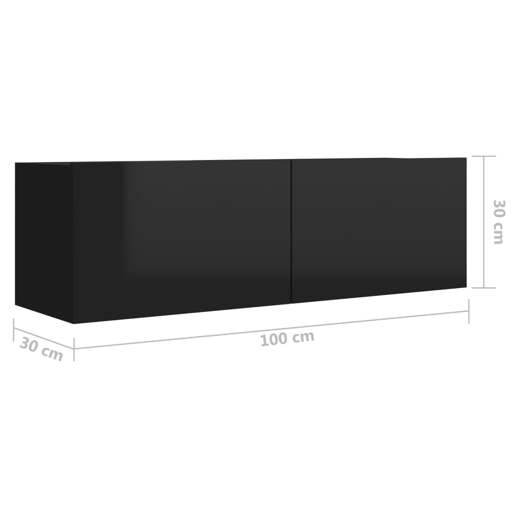 vidaXL 3-dijelni set TV ormarića visoki sjaj crni od iverice