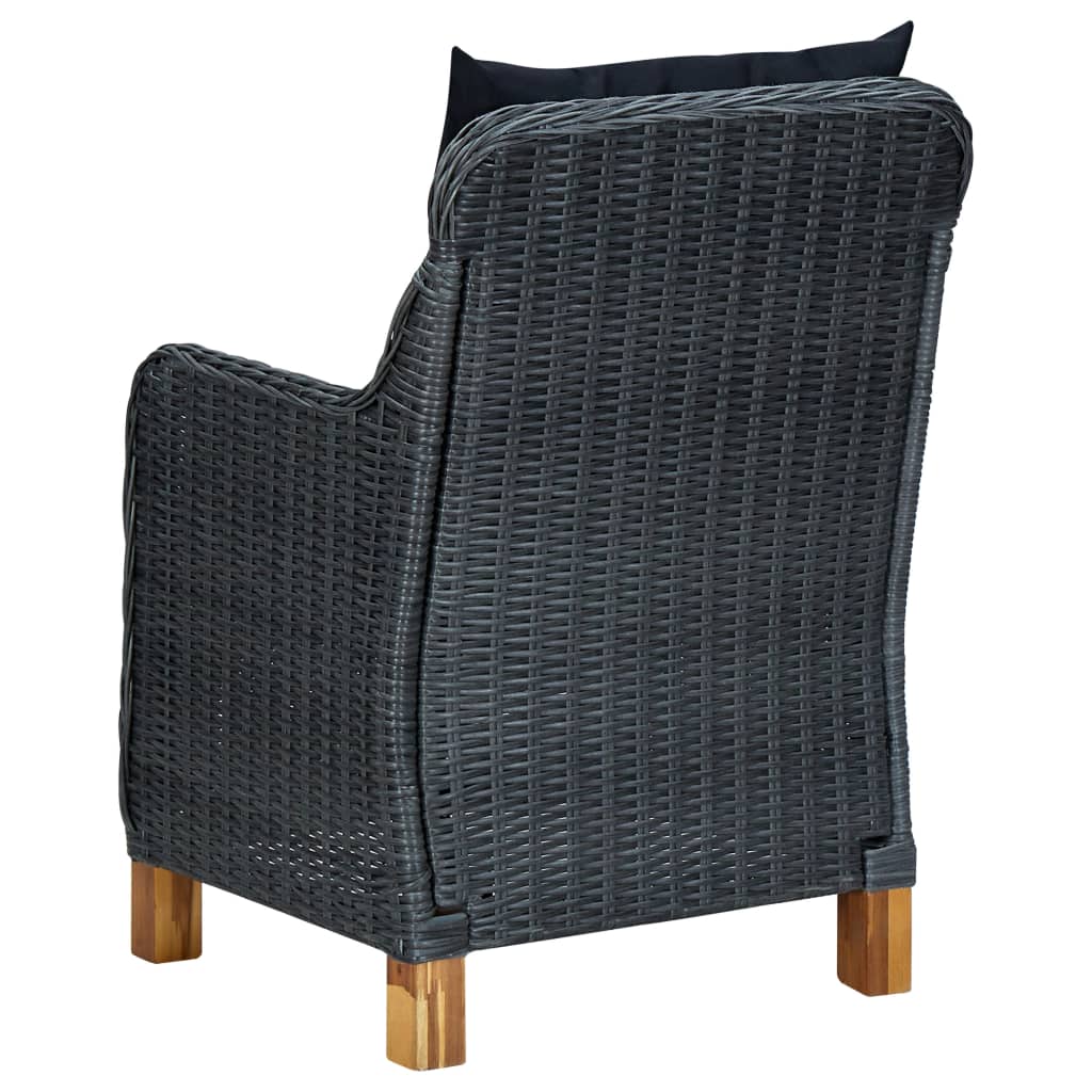 vidaXL Vrtne stolice s jastucima 2 kom od poliratana tamnosive