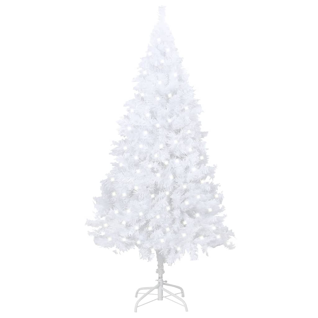 vidaXL Umjetno osvijetljeno božićno drvce gustih grana bijelo 240 cm