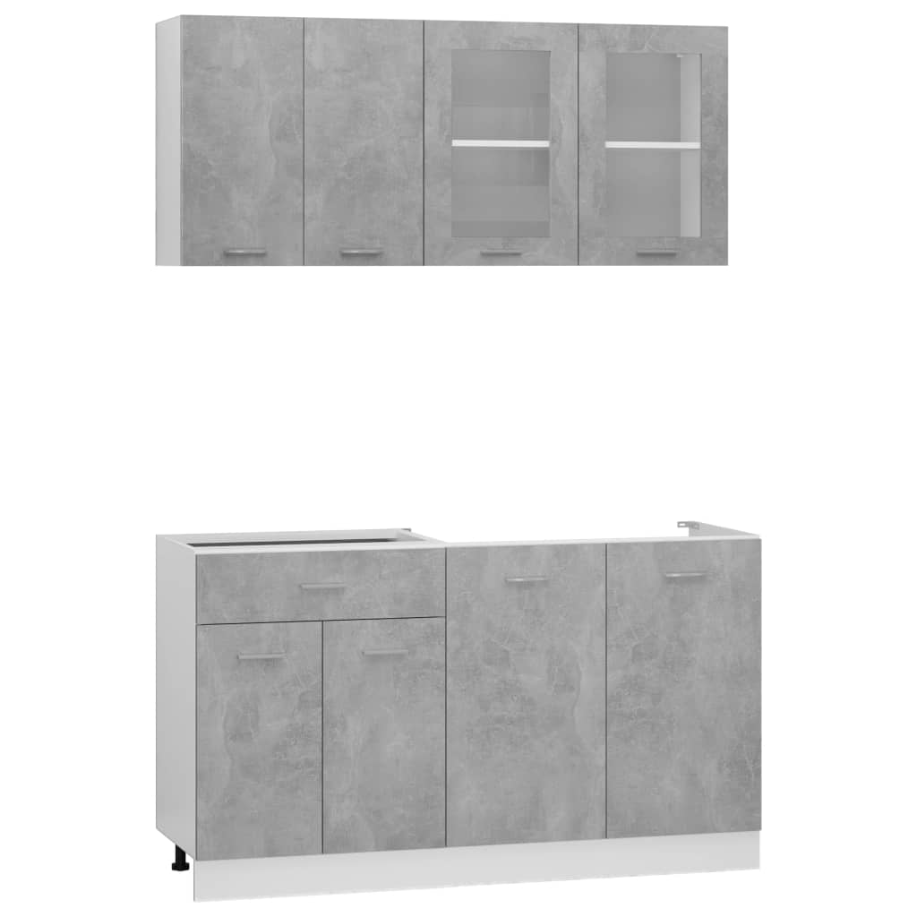 vidaXL 4-dijelni set kuhinjskih ormarića siva boja betona od iverice
