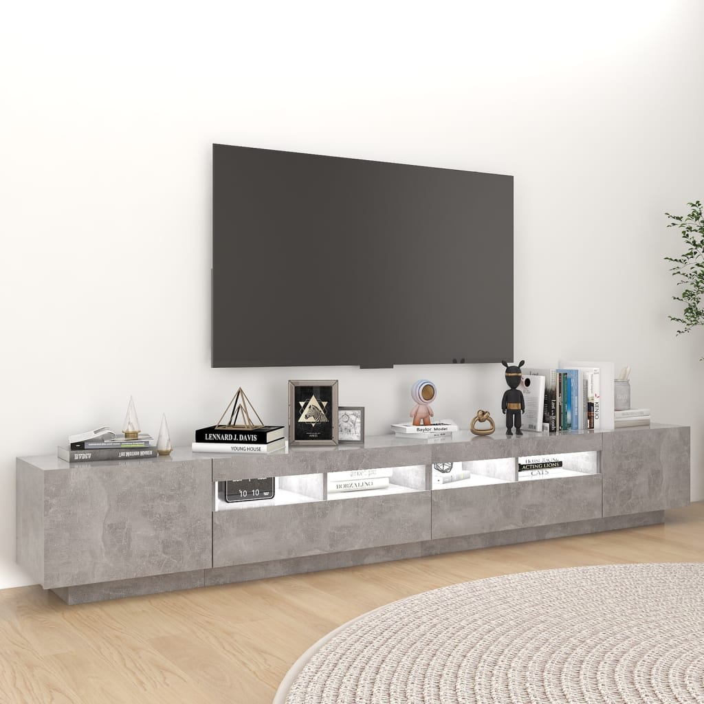 vidaXL TV ormarić s LED svjetlima siva boja betona 260 x 35 x 40 cm