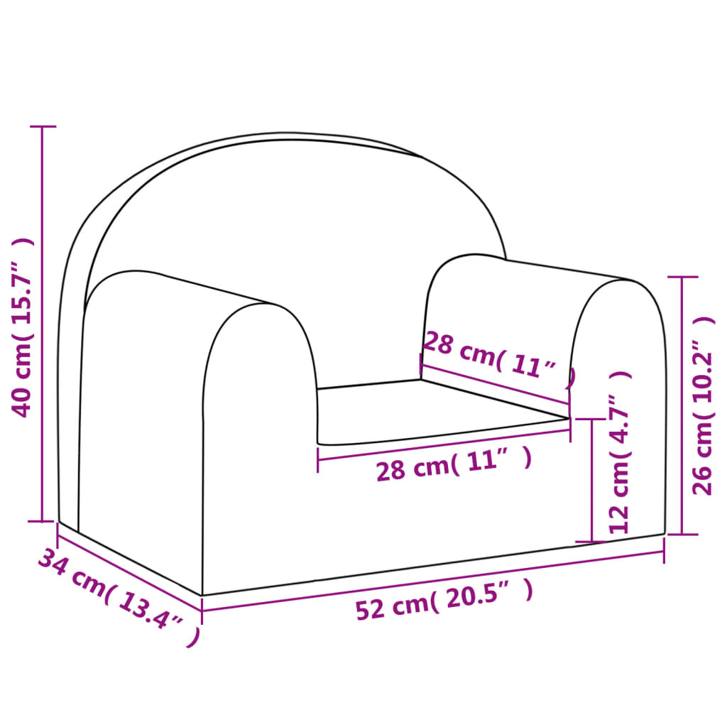 vidaXL Dječja sofa ružičasta od mekanog pliša