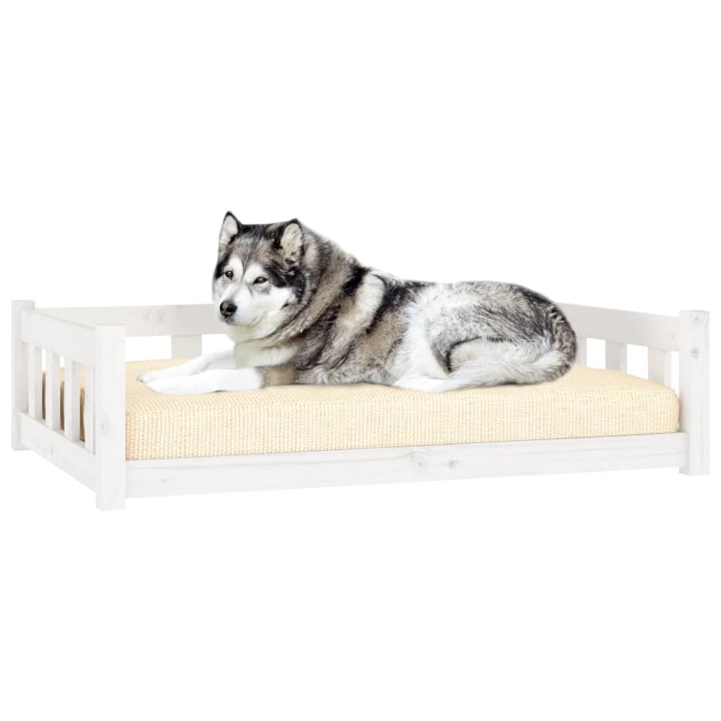 vidaXL Krevet za pse bijeli 105,5 x 75,5 x 28 cm od masivne borovine