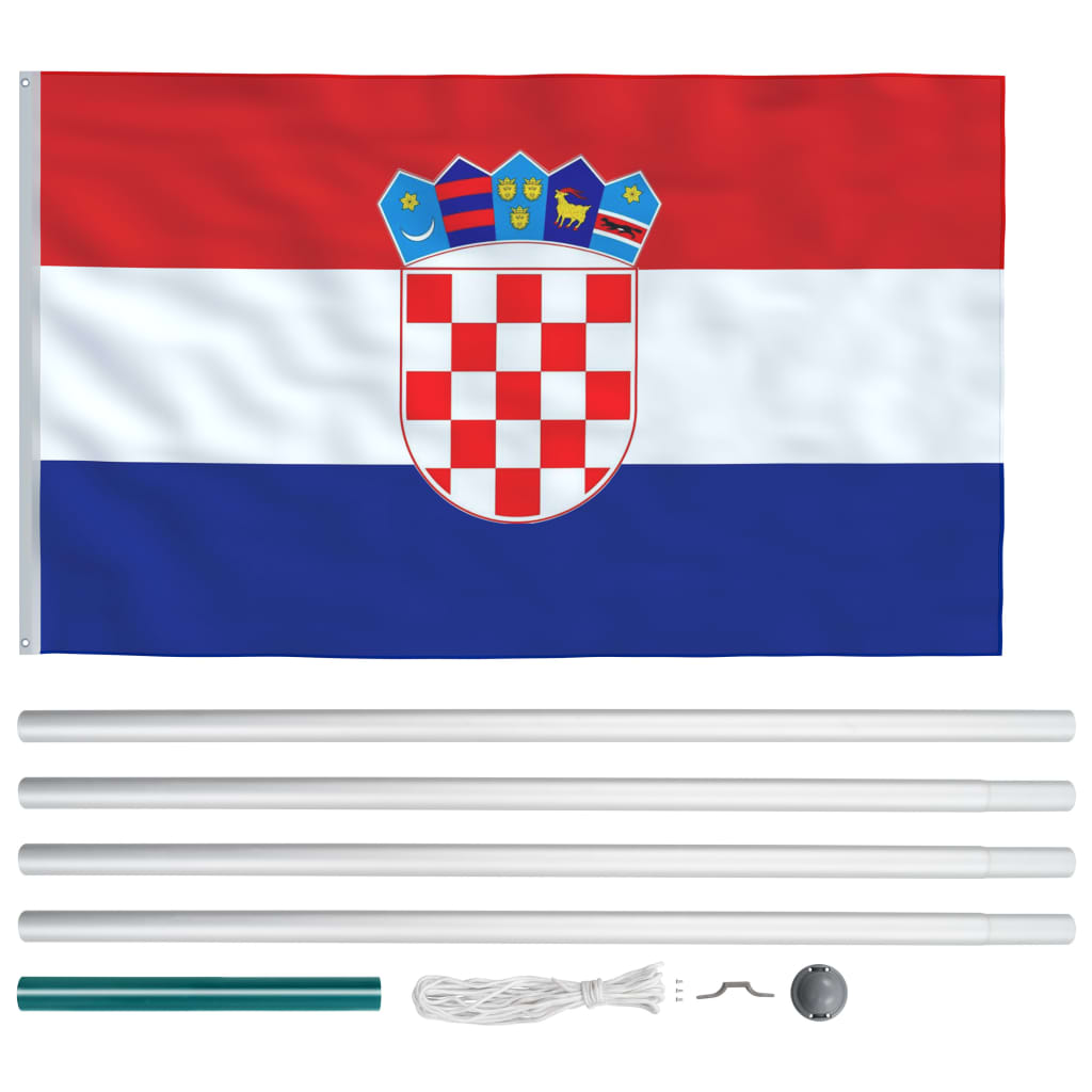 vidaXL Hrvatska zastava s aluminijskim stupom 6,2 m