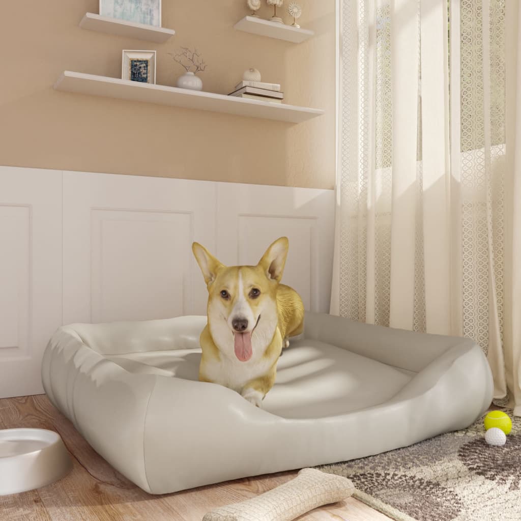 vidaXL Krevet za pse bež 80 x 68 x 23 cm od umjetne kože