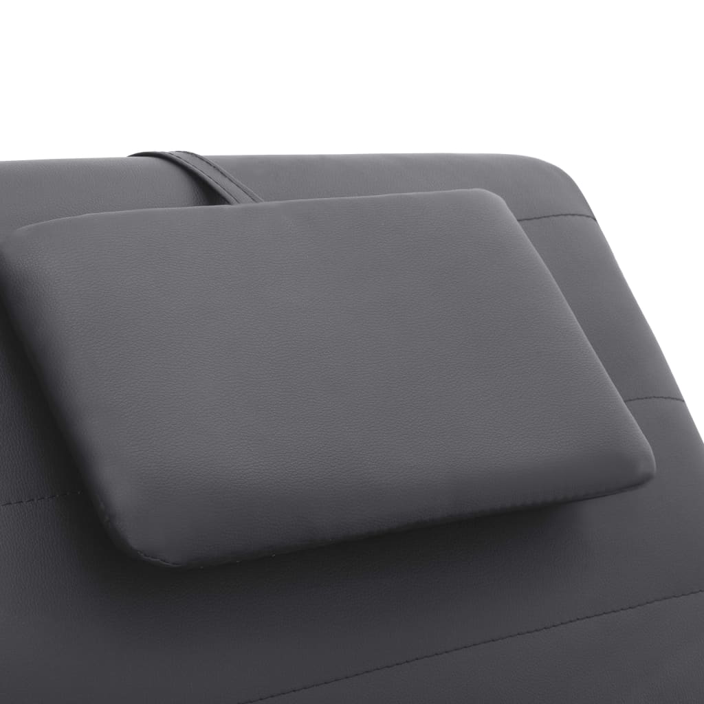 vidaXL Masažni ležaj od umjetne kože s jastukom sivi