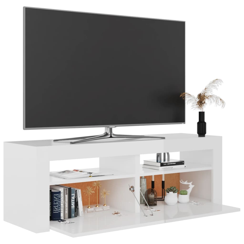 vidaXL TV ormarić s LED svjetlima visoki sjaj bijeli 120 x 35 x 40 cm