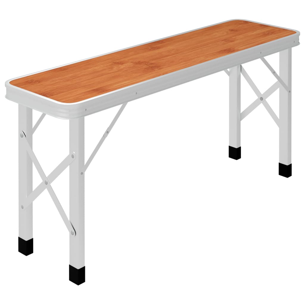 vidaXL Sklopivi stol za kampiranje s 2 klupe aluminijski smeđi