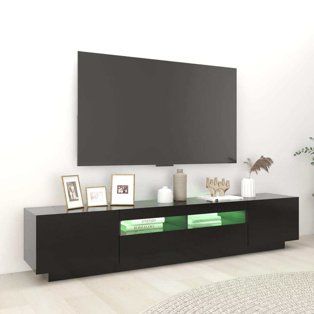 vidaXL TV ormarić s LED svjetlima crni 200 x 35 x 40 cm