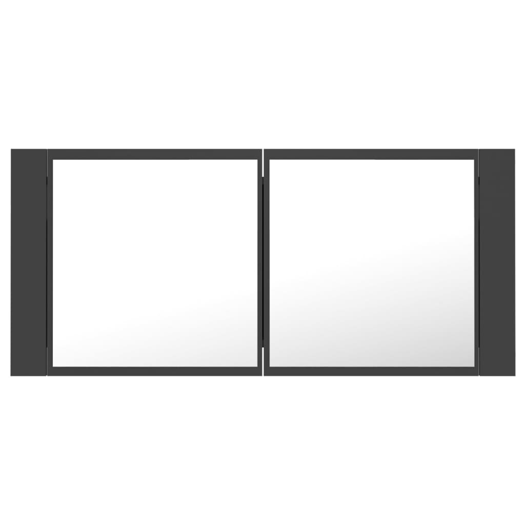 vidaXL LED kupaonski ormarić s ogledalom sivi 100x12x45 cm akrilni