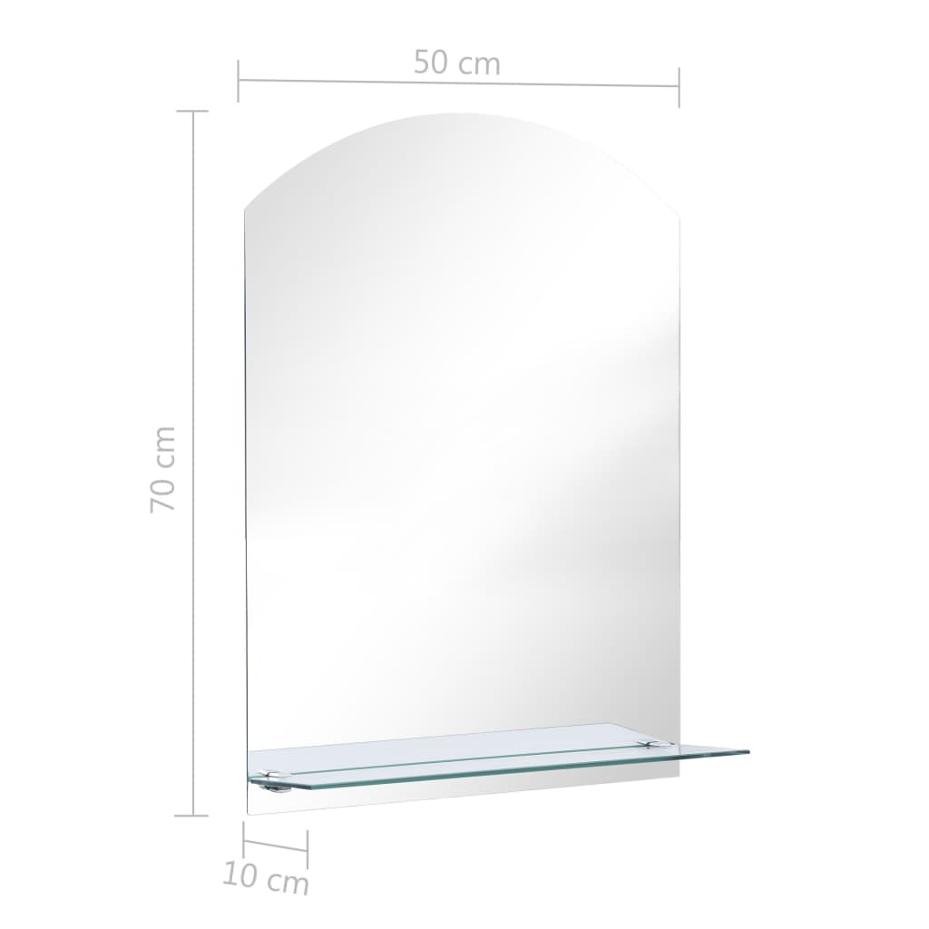 vidaXL Zidno ogledalo s policom 50 x 70 cm od kaljenog stakla