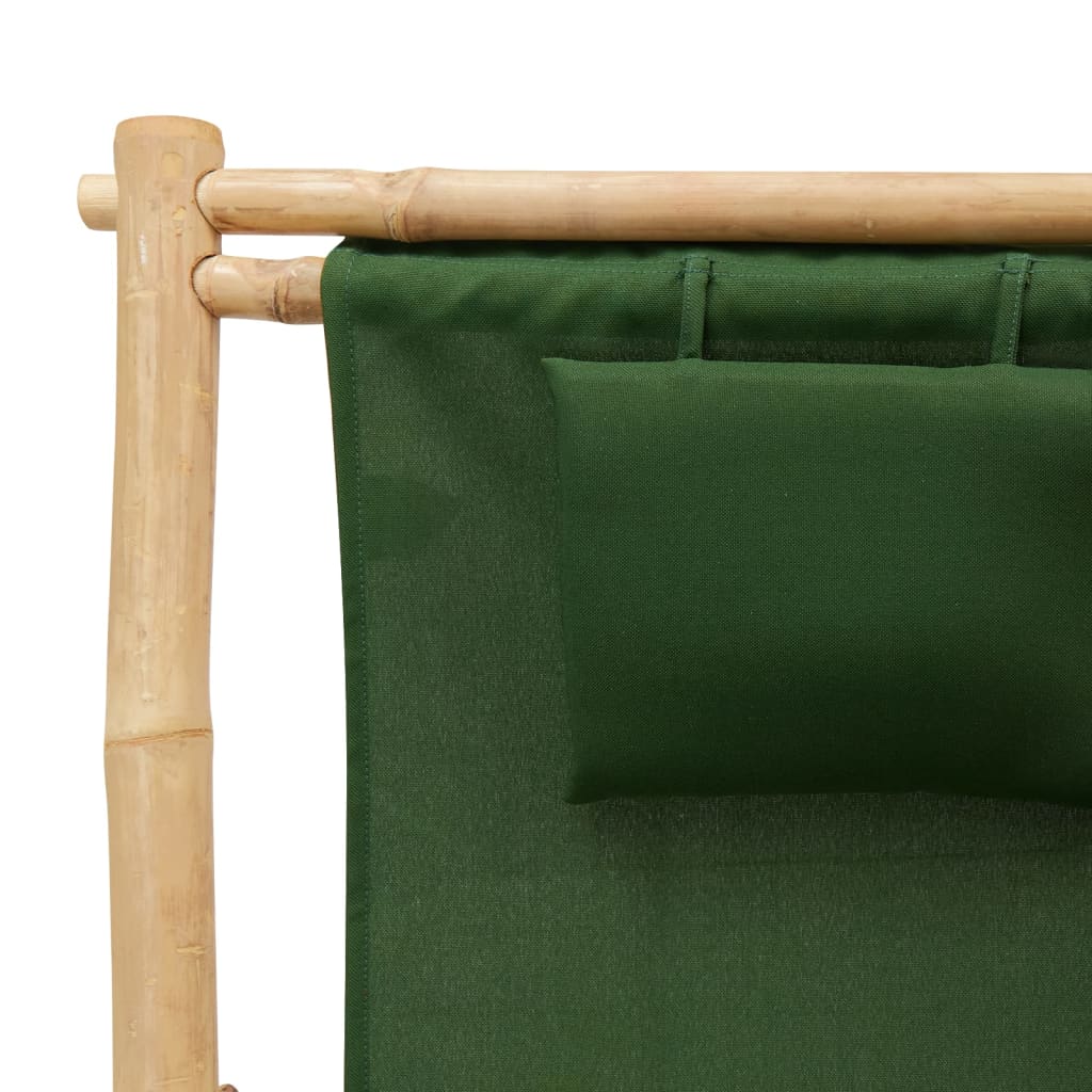 vidaXL Ležaljka od bambusa i platna zelena