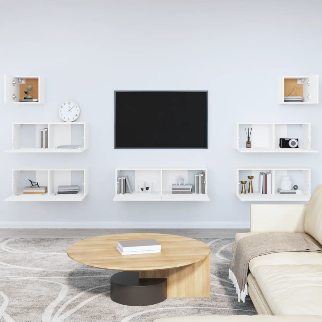 vidaXL 7-dijelni set TV ormarića bijeli od konstruiranog drva