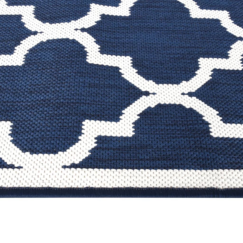 vidaXL Vanjski tepih modro-bijeli 100x200 cm reverzibilni dizajn