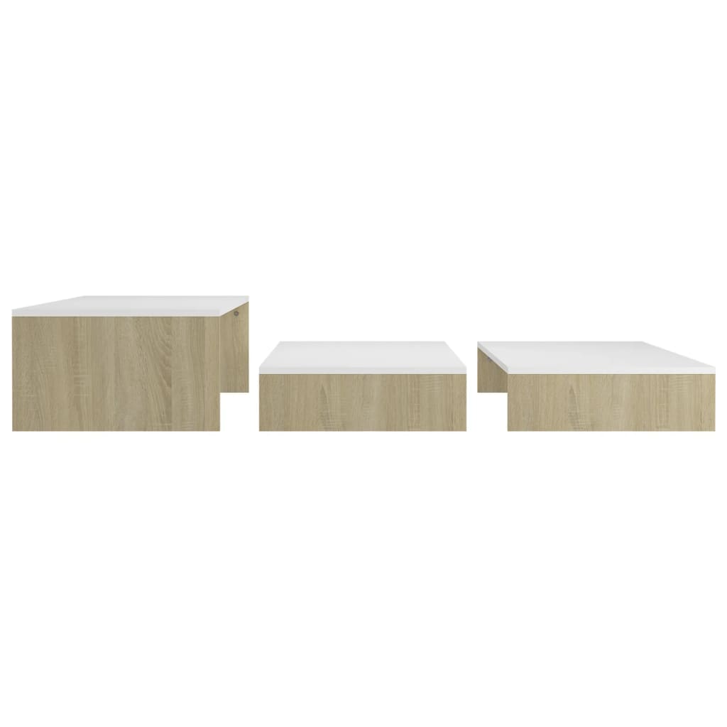 vidaXL Set uklapajućih stolića za kavu bijeli/hrast 100x100x26,5 cm