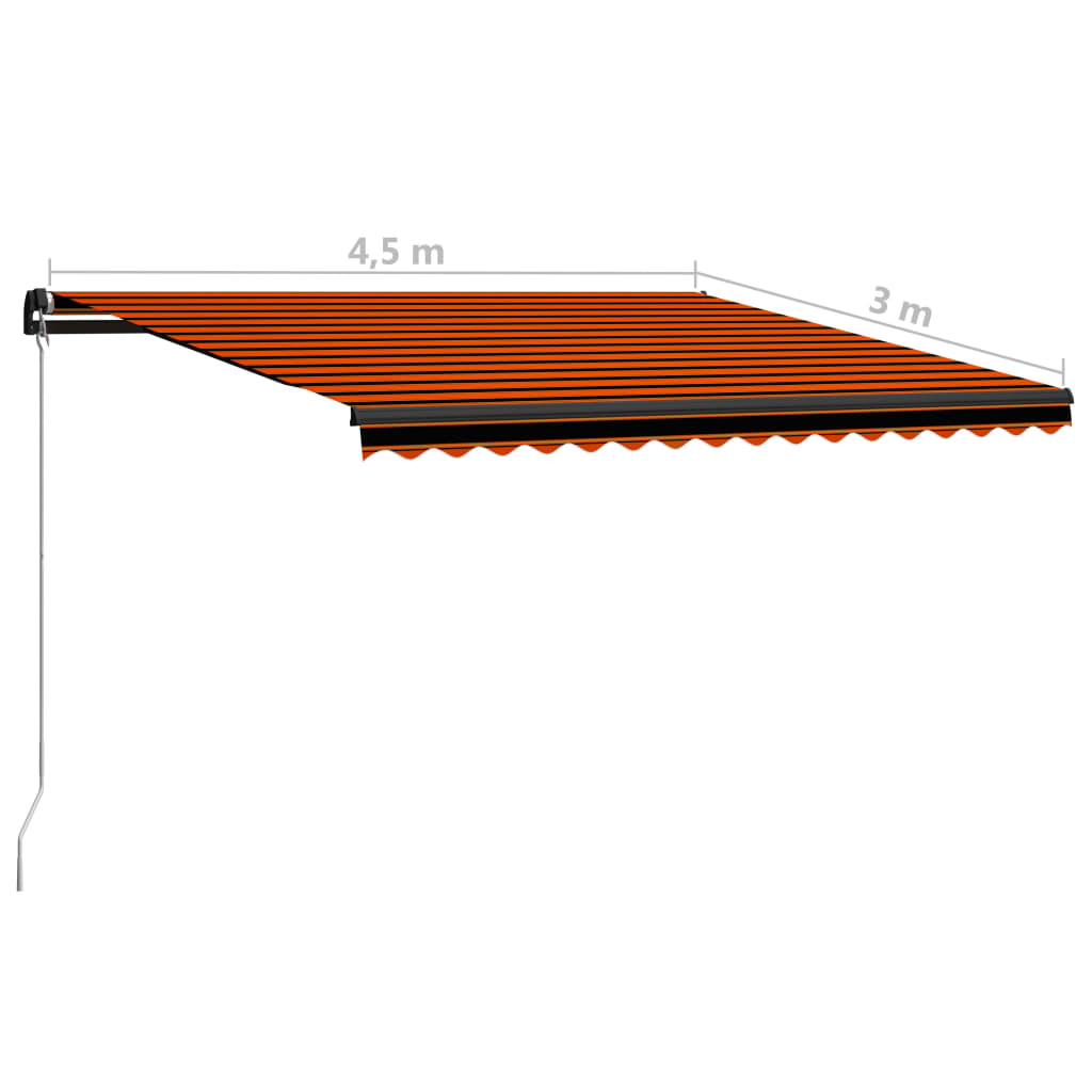 vidaXL Tenda na ručno uvlačenje 450 x 300 cm narančasto-smeđa