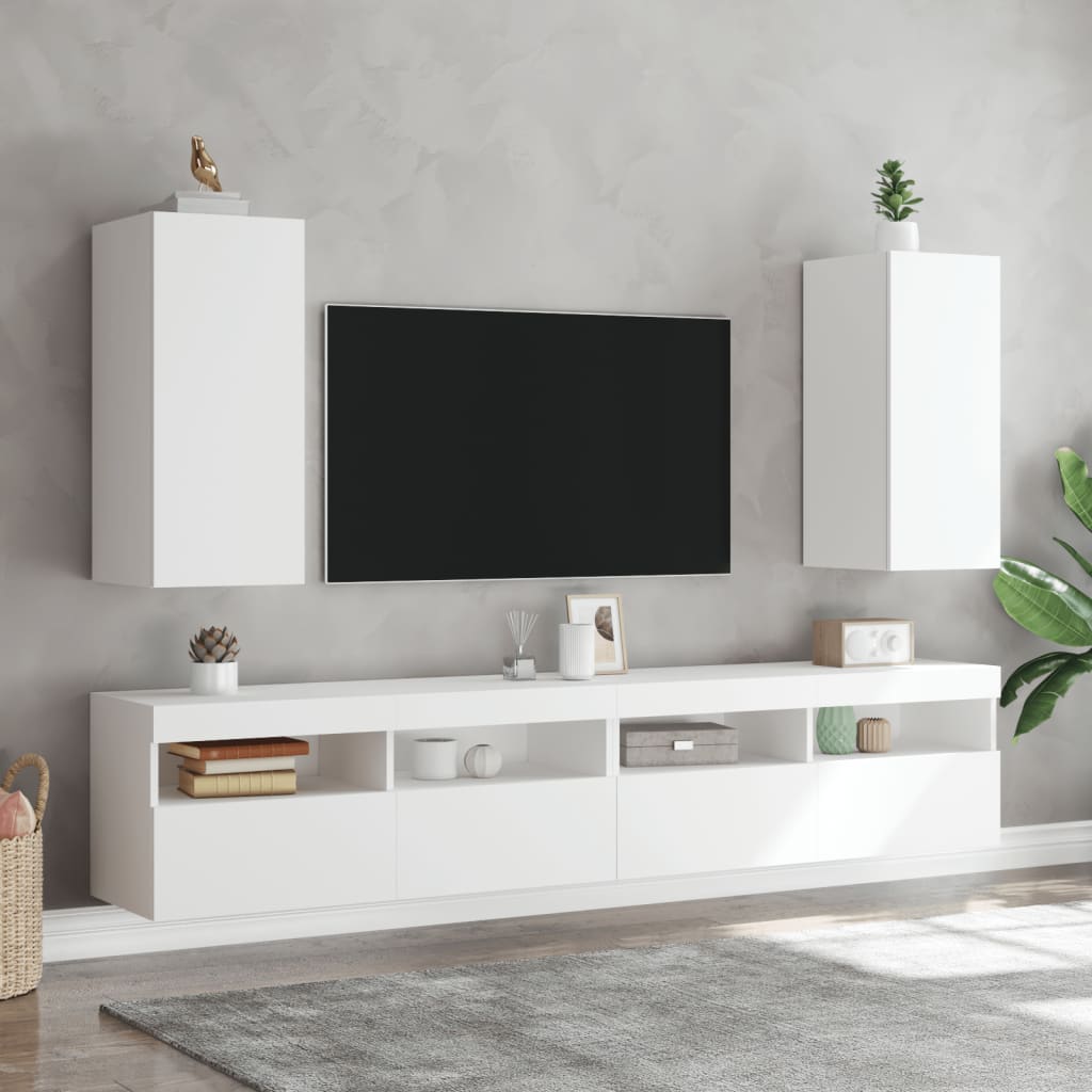 vidaXL Zidni TV ormarić s LED svjetlima bijeli 30,5 x 35 x 70 cm
