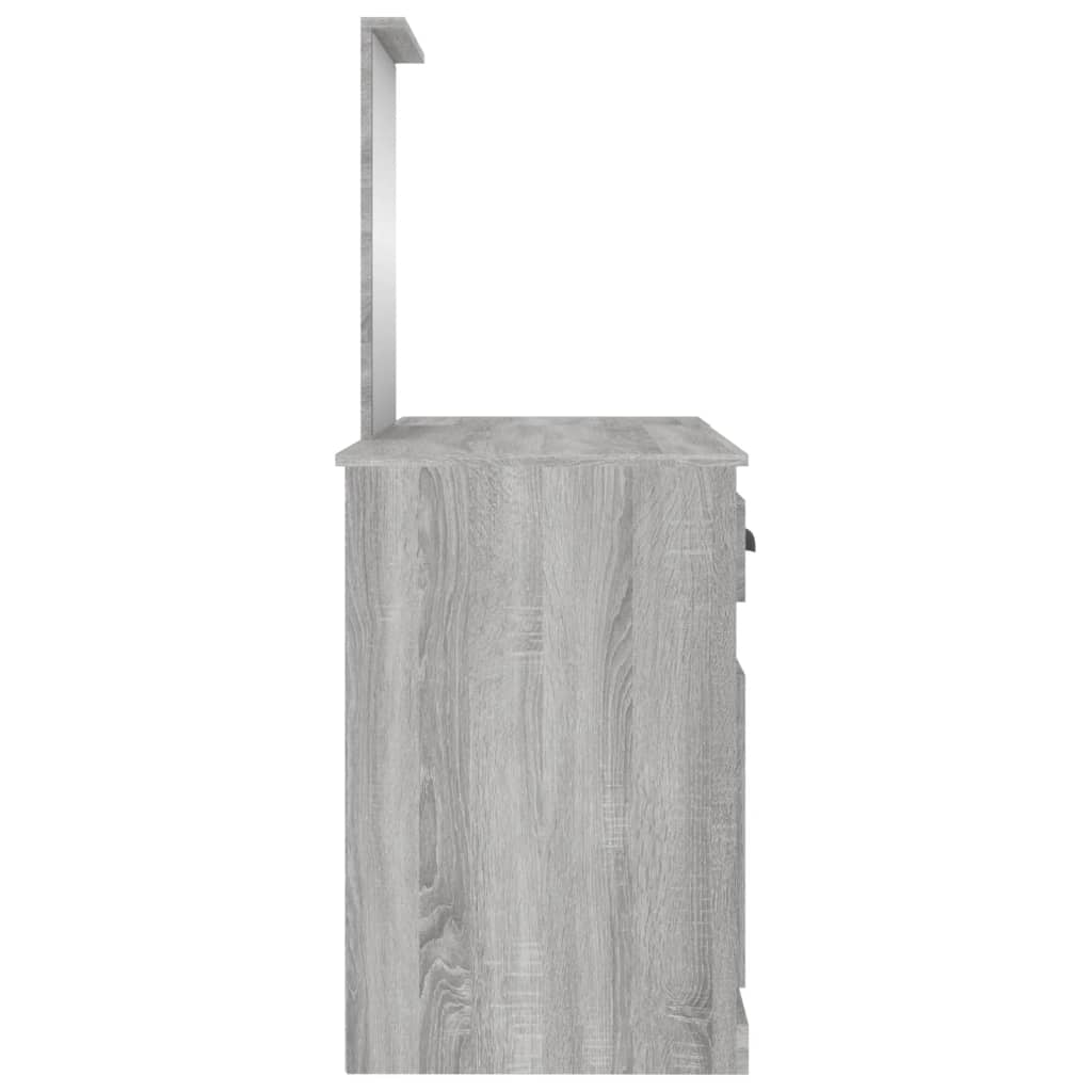 vidaXL Toaletni stolić s ogledalom boja sivog hrasta 130x50x132,5 cm