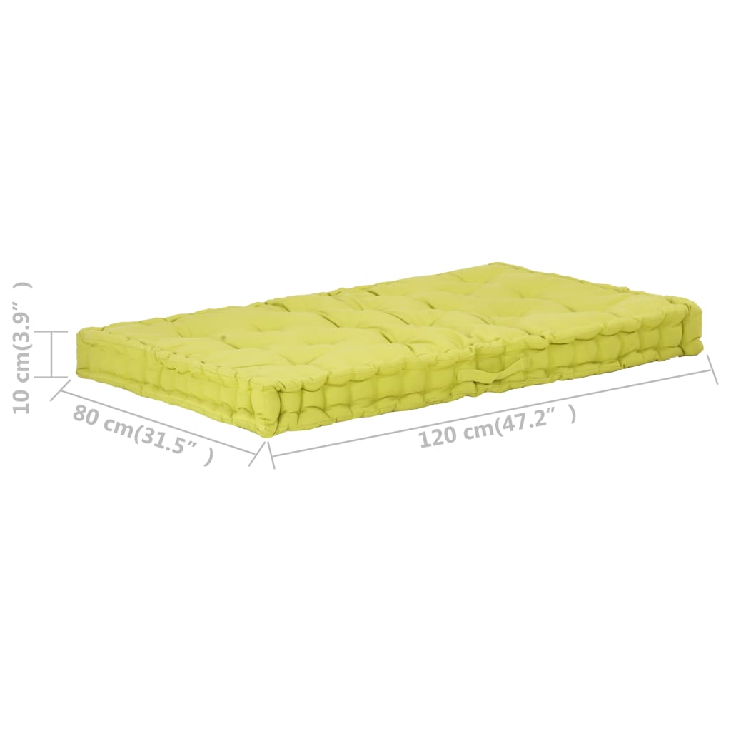 vidaXL Paletni podni jastuk pamučni 120 x 80 x 10 cm zeleni