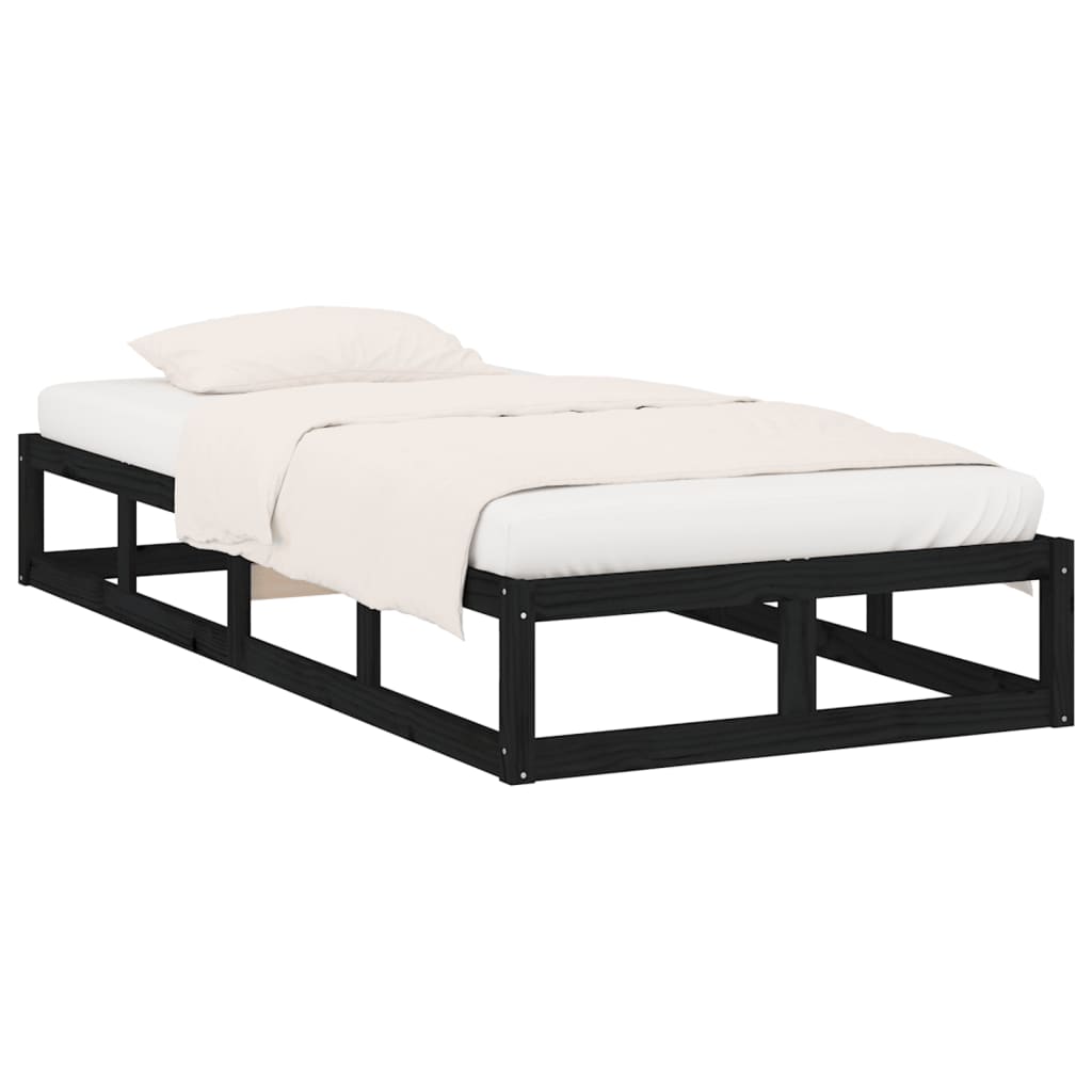 vidaXL Okvir za krevet crni 90 x 200 cm od masivnog drva