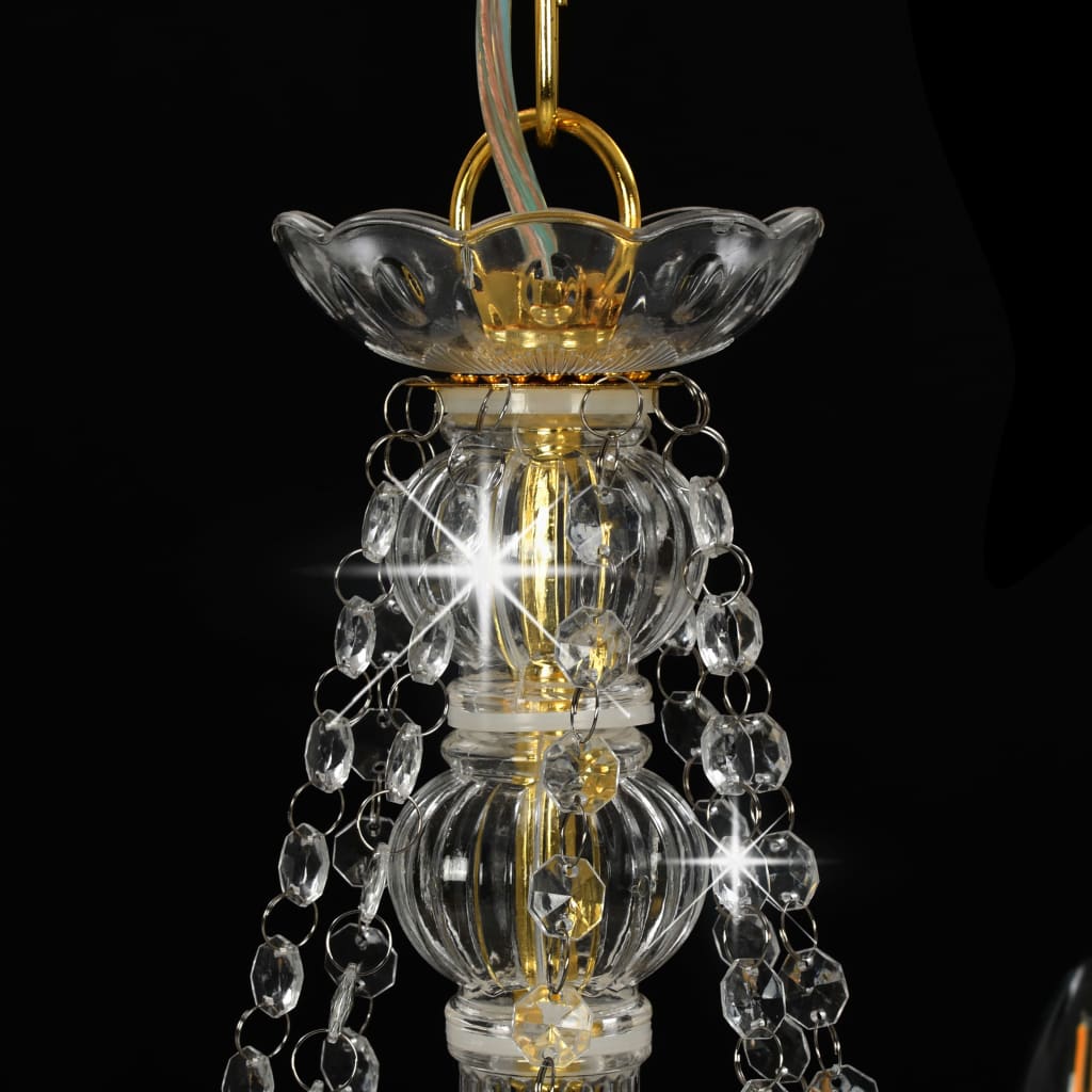 vidaXL Luster s perlama zlatni 8 žarulja E14