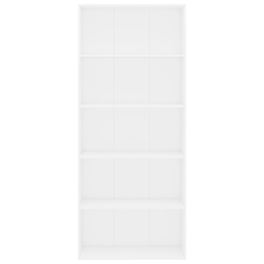 vidaXL Ormarić za knjige s 5 razina bijeli 80 x 30 x 189 cm drveni