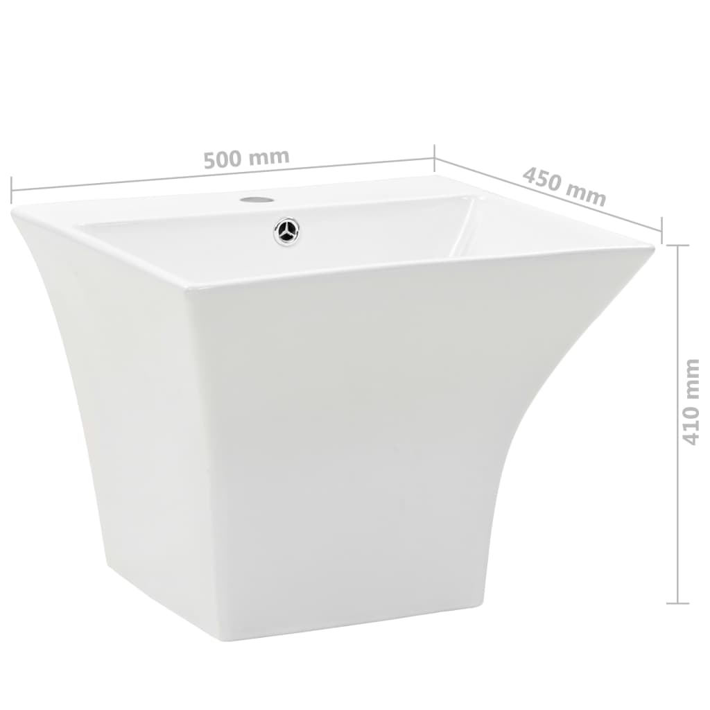vidaXL Zidni umivaonik keramički bijeli 500 x 450 x 410 mm