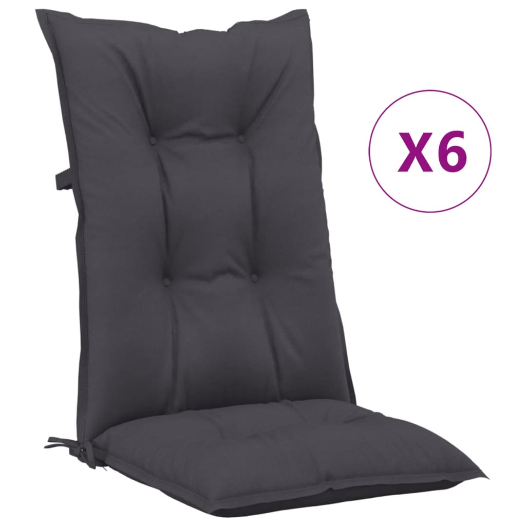 vidaXL Jastuci za vrtne stolice 6 kom antracit 120x50x7 cm od tkanine