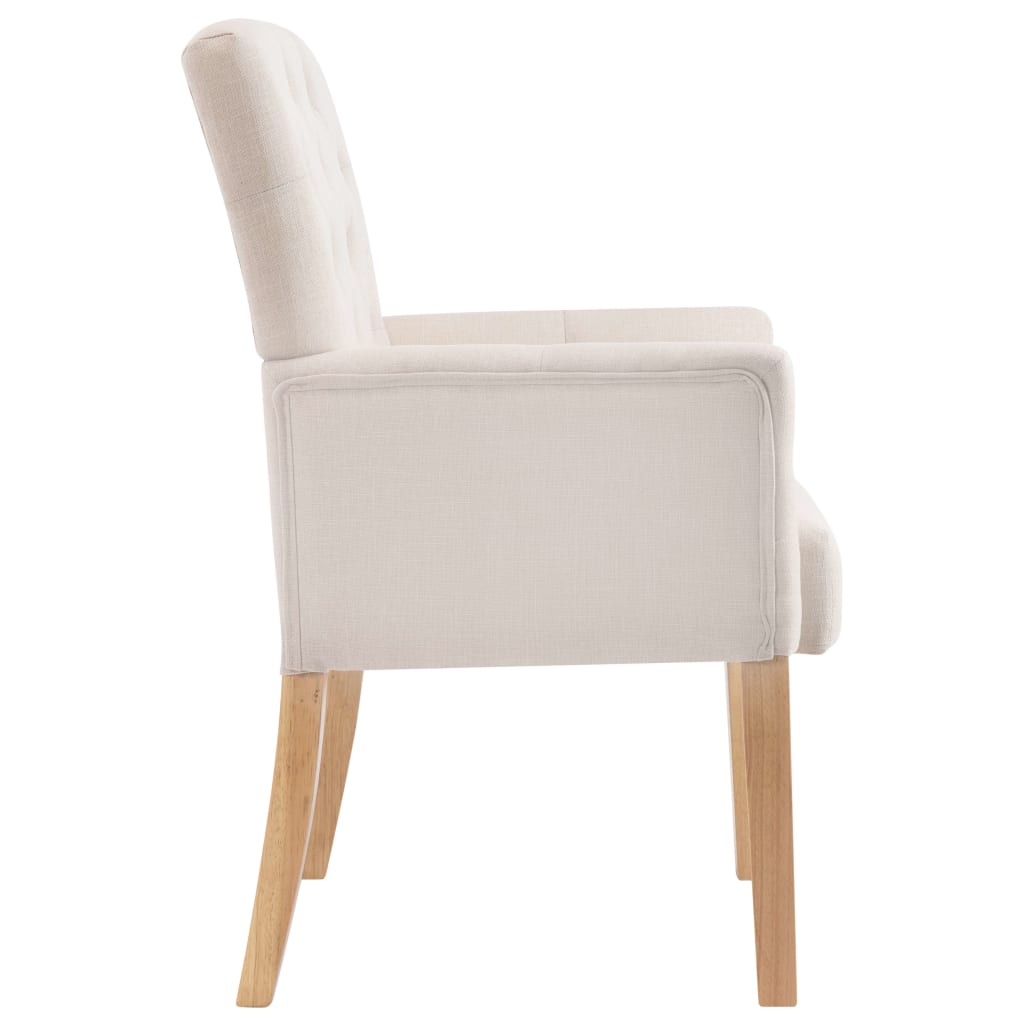vidaXL Blagovaonska stolica od tkanine s naslonima za ruke bež