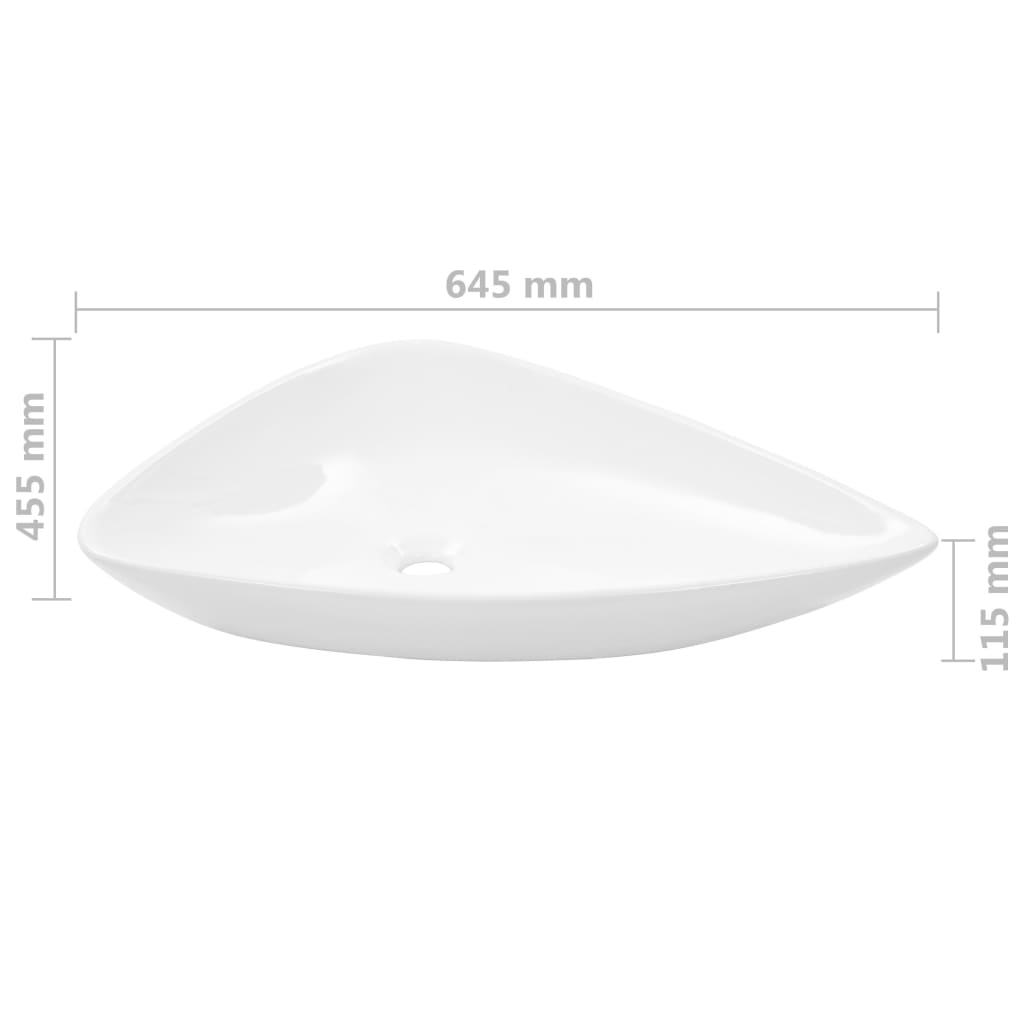 vidaXL Keramički trokutasti umivaonik bijeli 645 x 455 x 115 mm