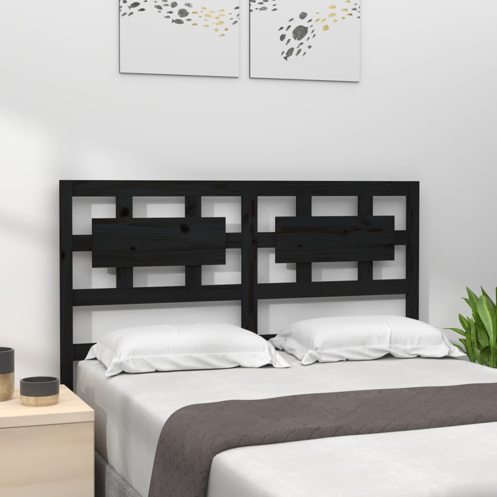 vidaXL Uzglavlje za krevet crno 145,5 x 4 x 100 cm od masivne borovine