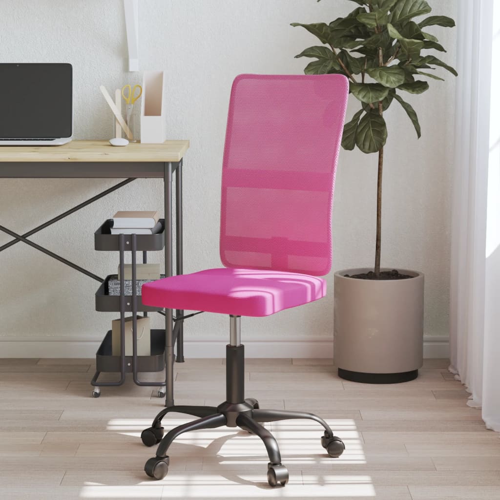 vidaXL Uredska stolica podesive visine ružičasta od mrežaste tkanine