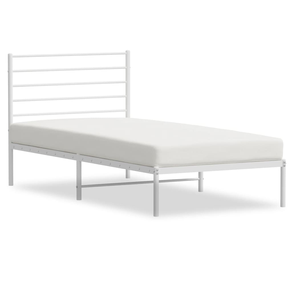 vidaXL Metalni okvir za krevet s uzglavljem bijeli 107x203 cm