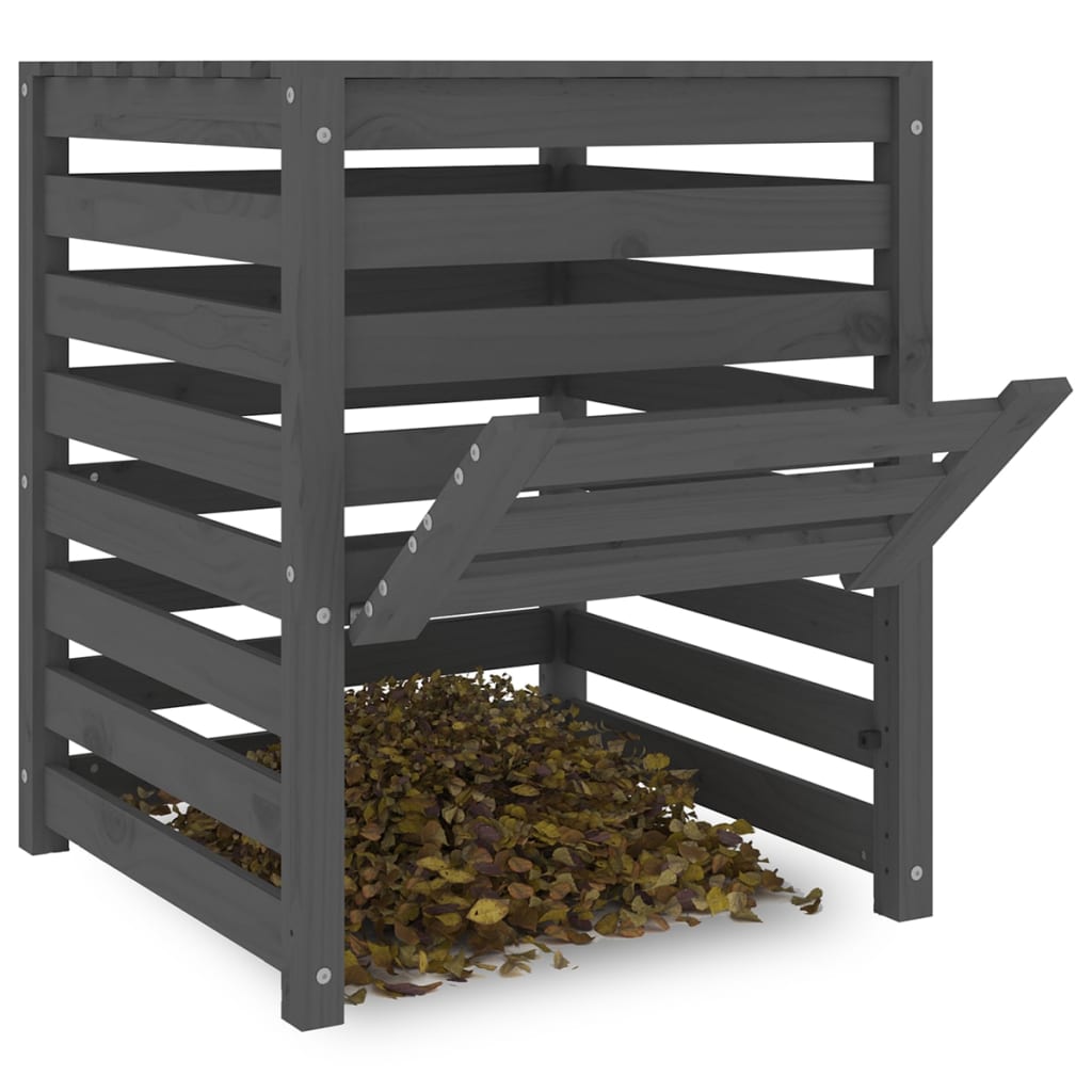vidaXL Komposter sivi 63,5 x 63,5 x 77,5 cm od masivne borovine