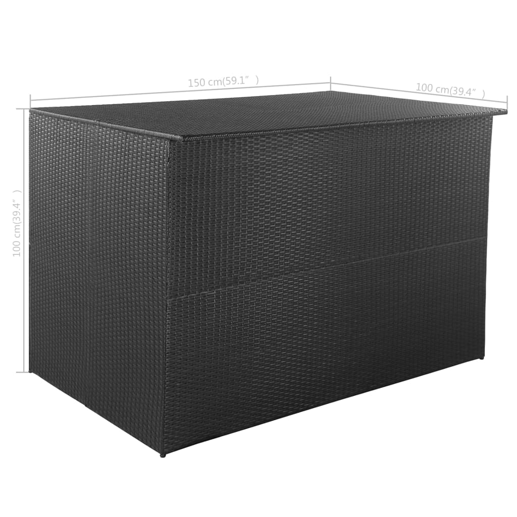 vidaXL Vrtna kutija za pohranu crna 150 x 100 x 100 cm od poliratana