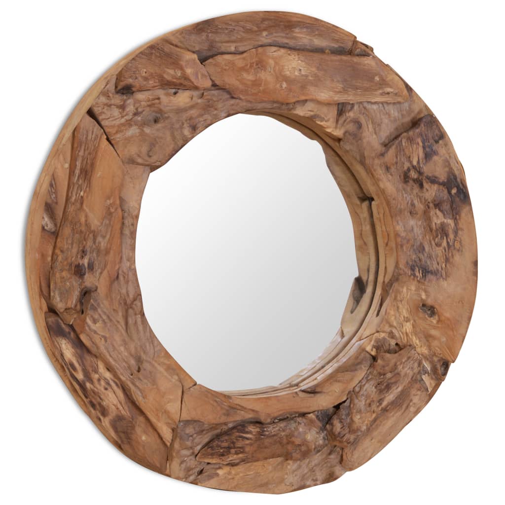 vidaXL Ukrasno Ogledalo od Tikovine 60 cm Okruglo