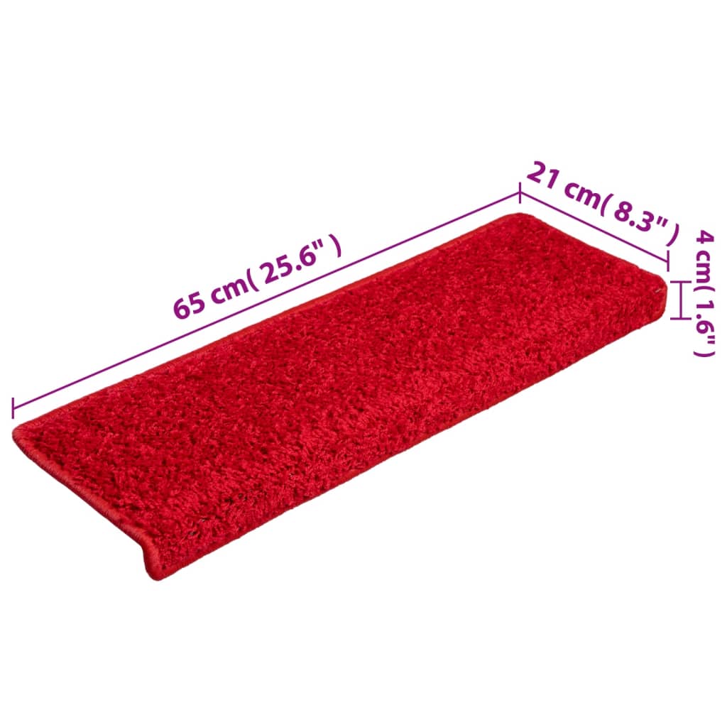 vidaXL Otirači za stepenice 10 kom 65 x 21 x 4 cm crveni