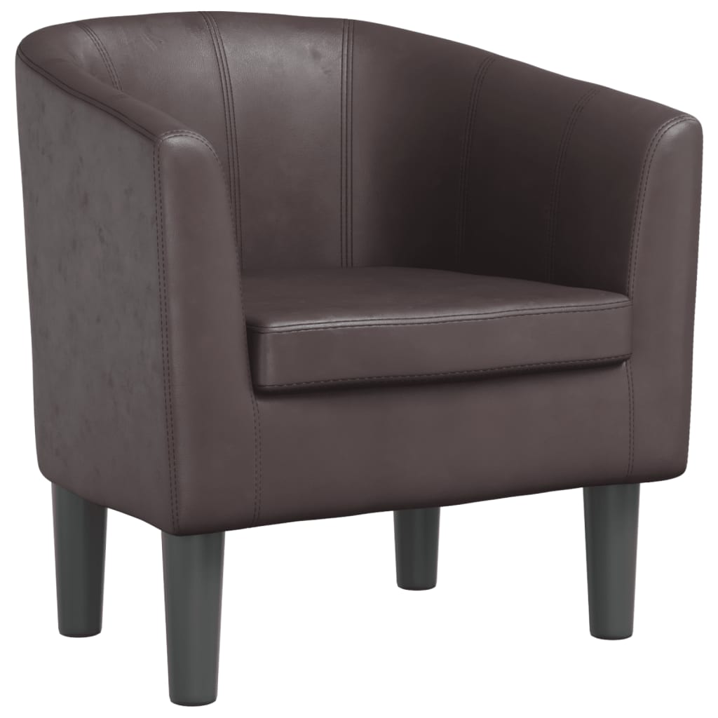 vidaXL Zaobljena fotelja od umjetne kože smeđa