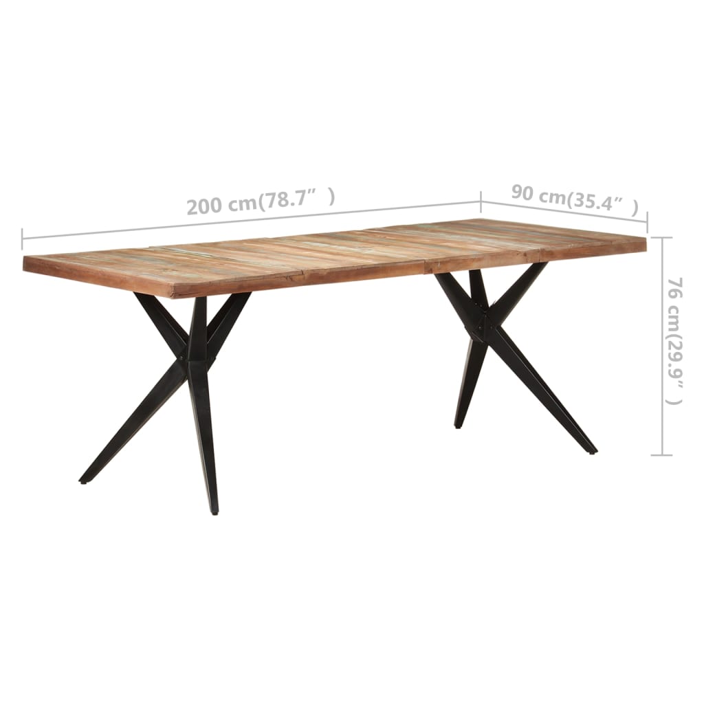 vidaXL Blagovaonski stol 200 x 90 x 76 cm od masivnog obnovljenog drva