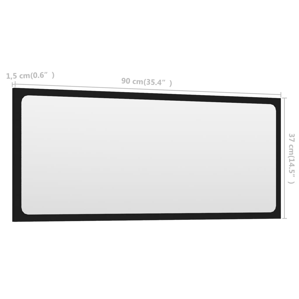 vidaXL Kupaonsko ogledalo crno 90 x 1,5 x 37 cm konstruirano drvo