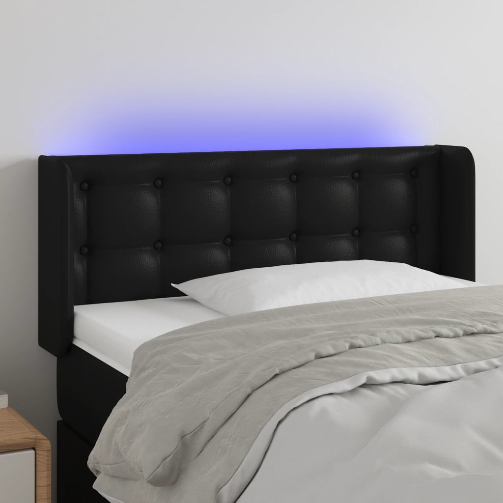 vidaXL LED uzglavlje crno 93x16x78/88 cm od umjetne kože