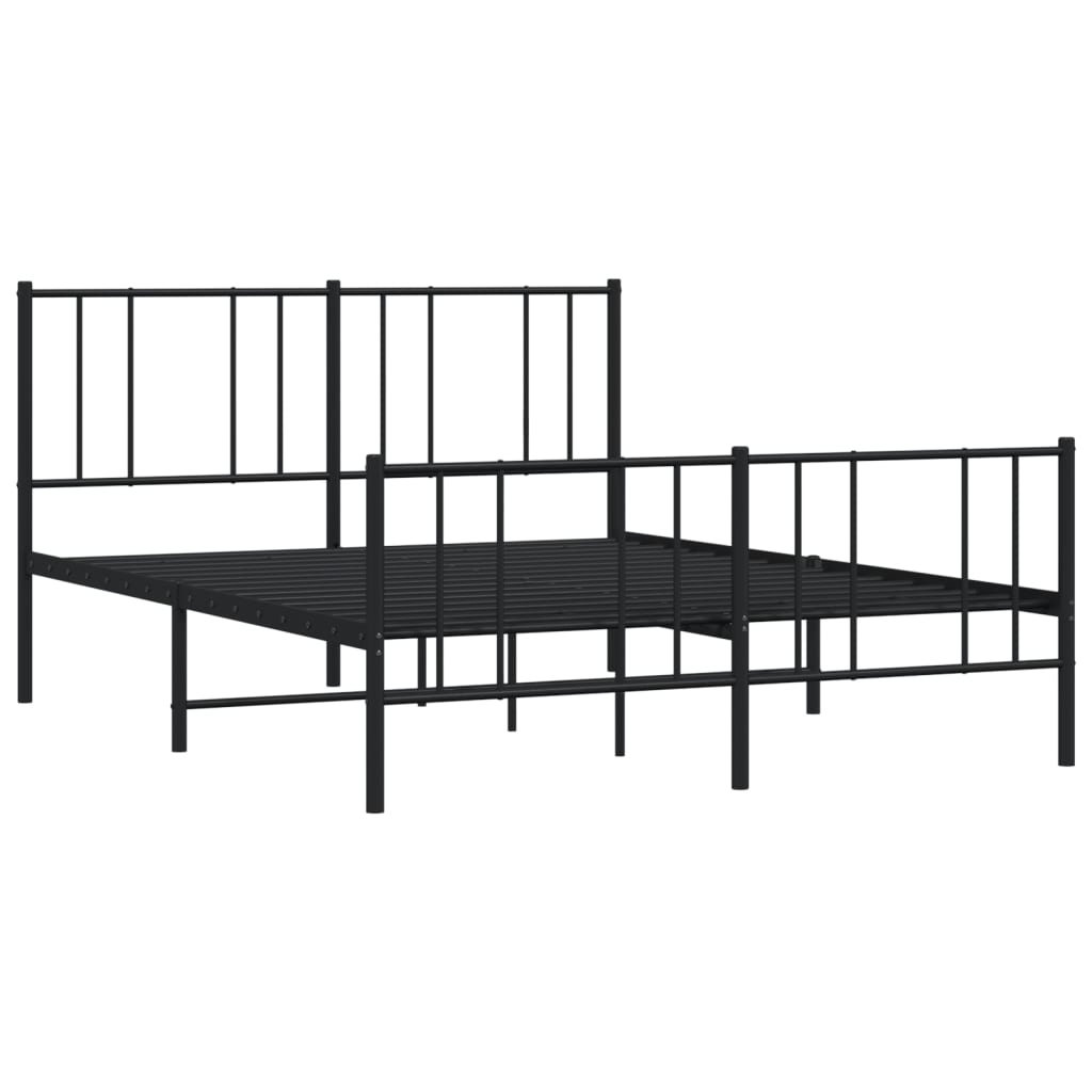 vidaXL Metalni okvir kreveta uzglavlje i podnožje crni 120x190 cm